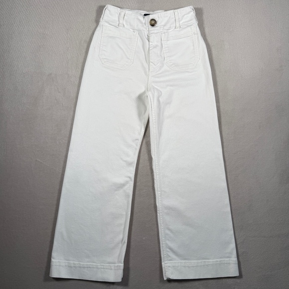 Maeve Anthropologie Jeans Womens 26 White The Colette Wide Leg Crop High Rise - Picture 1 of 13